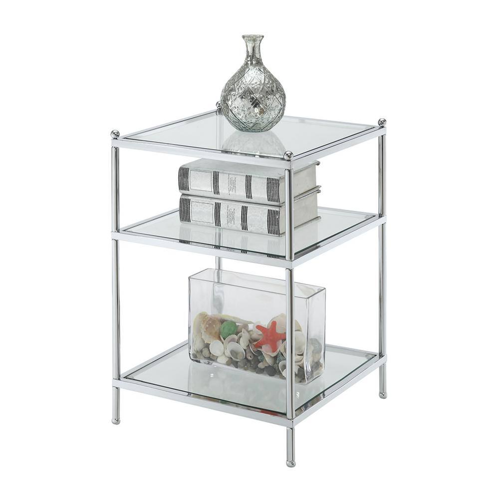 Chrome and Glass 3-Tier Modern End Table