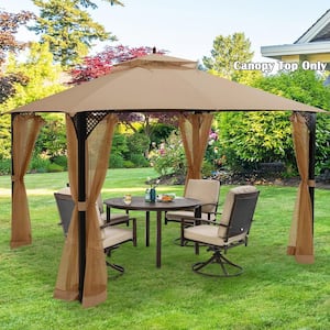 10 ft. x 12 ft. Patio Gazebo Replacement Top Cover 2-Tier Canopy CPAI-84 Outdoor Brown