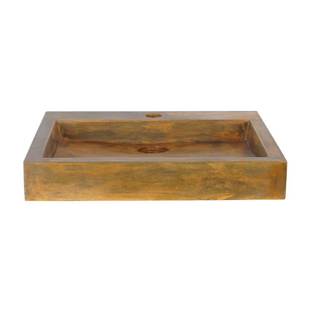 Vintage Brown Rectangular Concrete Vessel Sink