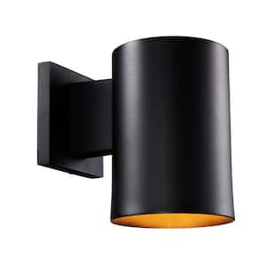 Cali 1-Light Small Black Cylinder Outdoor Wall Light Fixture