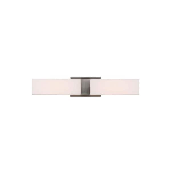 Generation Lighting Vandeventer Medium 23 in. Brushed Nickel Modern Contemporary Wall Vanity Light with Integrated LED and Acrylic Shade