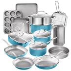 20-Piece Ocean Blue Aluminum Ti-Ceramic Nonstick Cookware and Bakeware Set