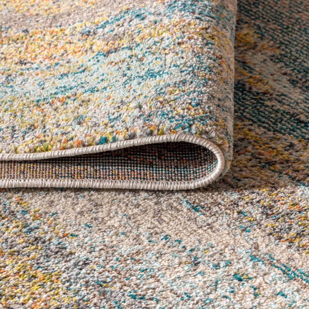 Contemporary Blue and Brown Abstract Rectangular Area Rug