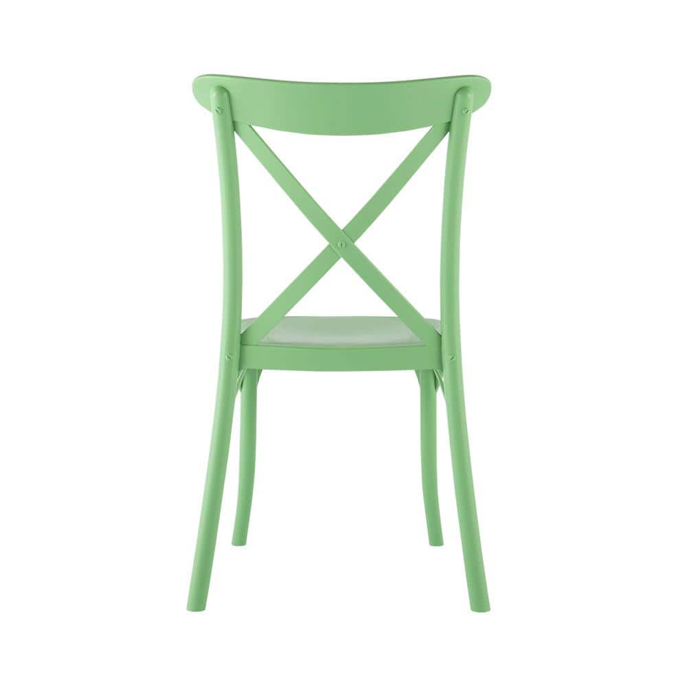 Mint Green Stackable Armless Resin Dining Chairs, Set of 2