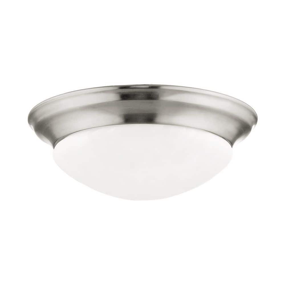 Coronado 14" Brushed Nickel Dome Ceiling Light with White Alabaster Glass