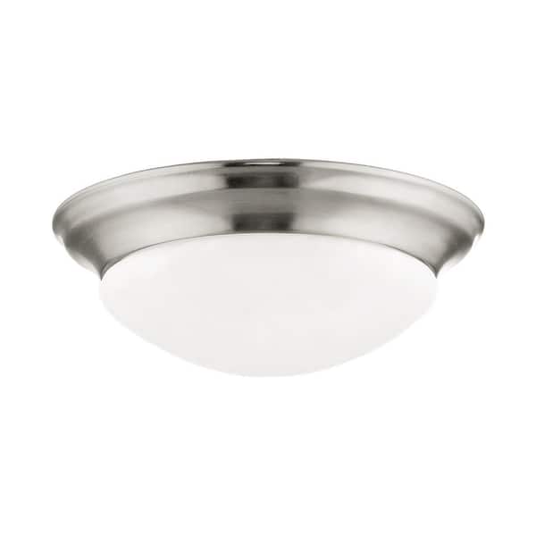 Omega 2 Light Brushed Nickel Flush Mount