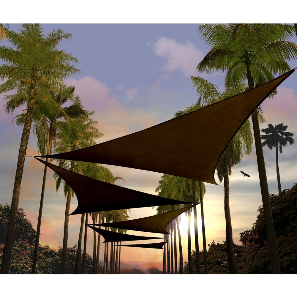 20' x 20' x 20' Brown HDPE Triangle Sun Shade Sail Canopy