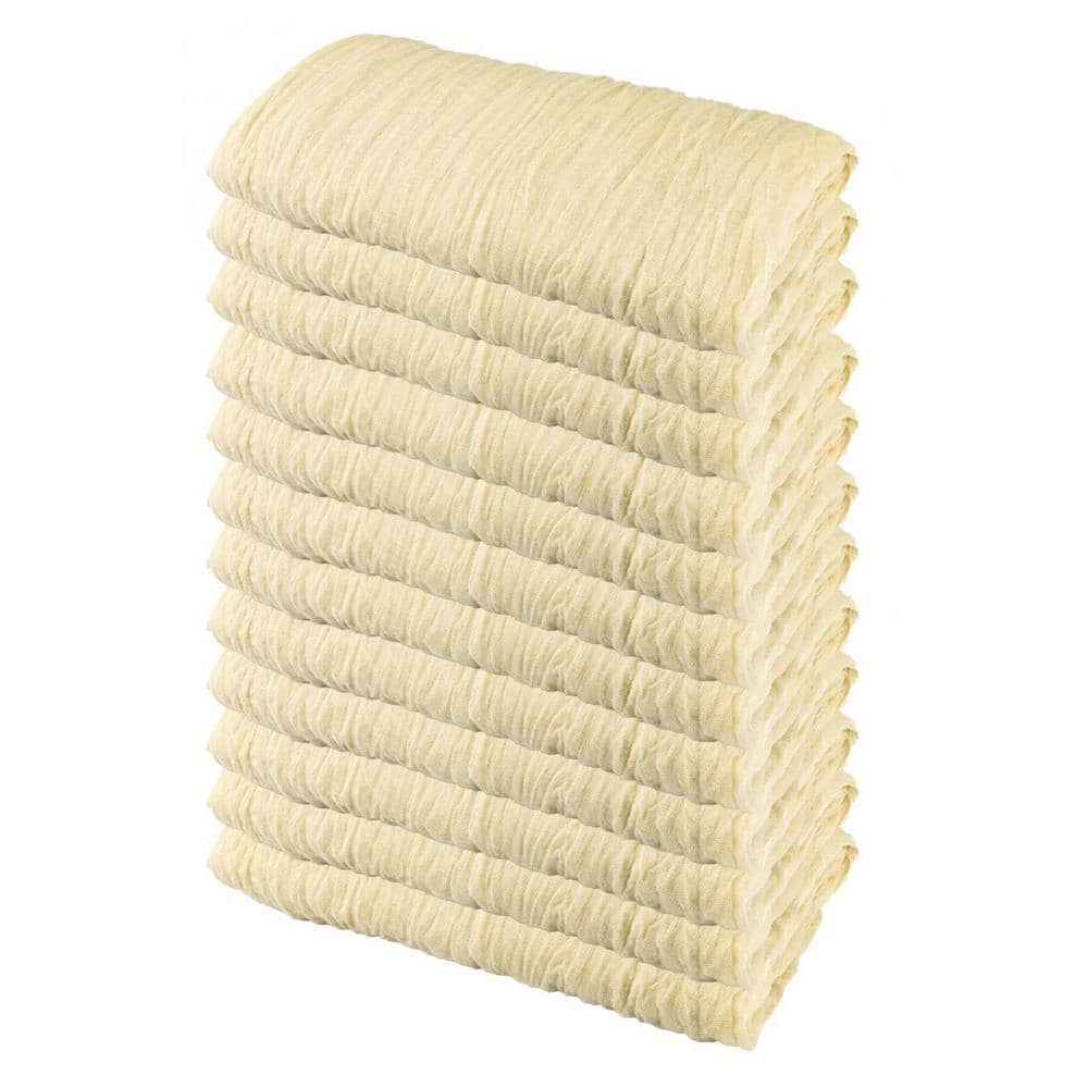 35 in. W x 120 in. L Beige Solid Boho Gauze Polyester Cheesecloth Table Run