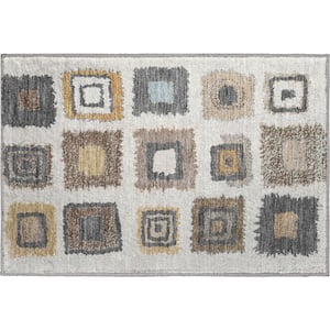 Mayfield Premium Machine Washable Abstract AMF2014 Ivory 2 ft. x 3 ft. Accent Rug