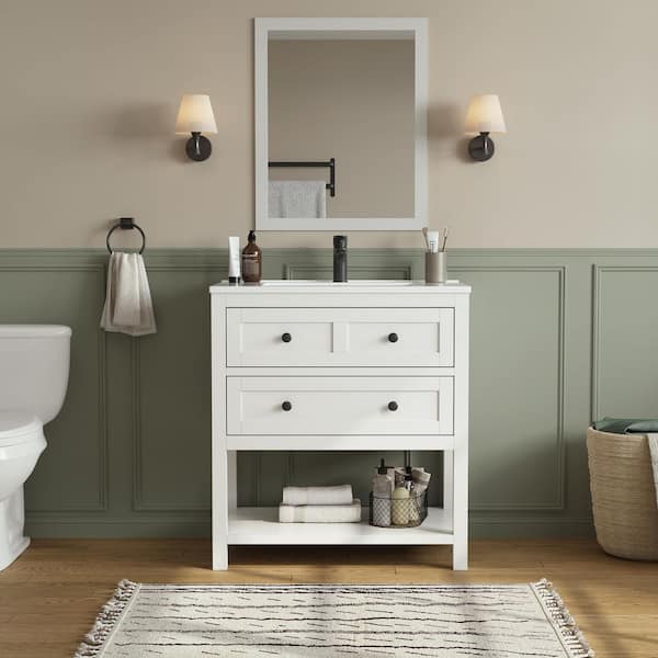 DELUXE DL LIVING Shay 31 in. Single Sink White Bath Vanity with