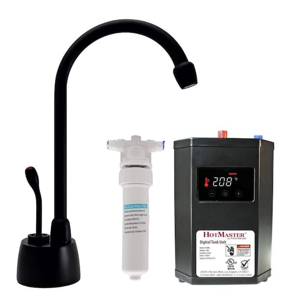 9 in. 1-Handle Hot Water Dispenser Faucet with HotMaster Digital Tank and In-line Water Filter, Matte Black
