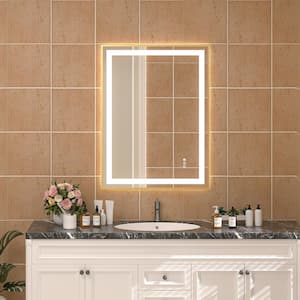 24 in. W. x 32 in. H Rectangular Framed LED Anti-Fog Wall Bathroom Vanity Mirror Tempered Glass, Backlit Front Light