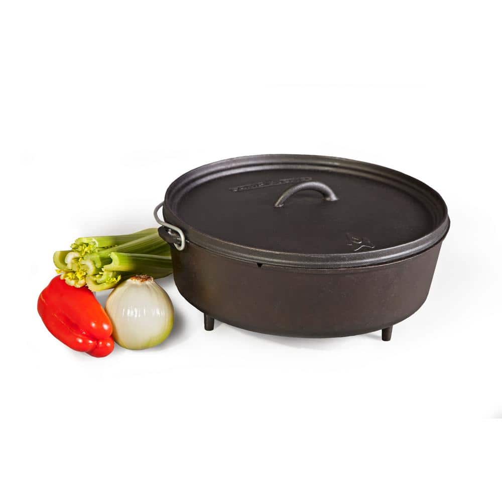 14" Black Cast Iron Non-Stick Dutch Oven with Lid