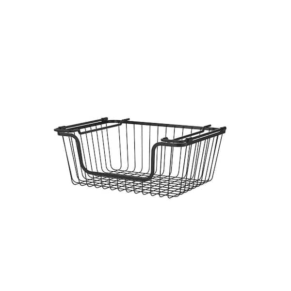 at Home Black Metal Wire Storage Basket with Liner