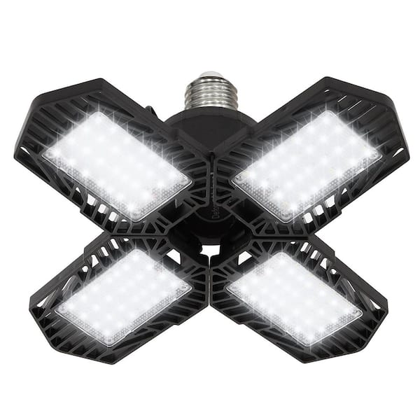 11 in. 6000 Lumen Commercial LED Flush Mount Garage Light 6000K Black 4-Leaf Design Aluminum ABS Plastic with PC Lens