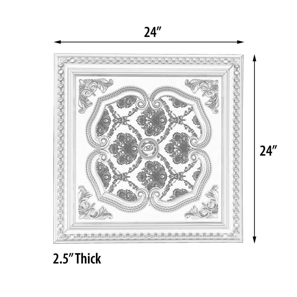 Silver Polystyrene Four Leaf Clover Ceiling Medallion 24"
