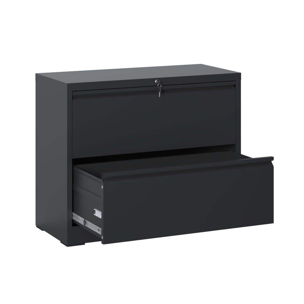 2-Drawer Black Metal 35.43 in. W Lateral File Cabinet durable construction easy to install price history on PriceWatchPro