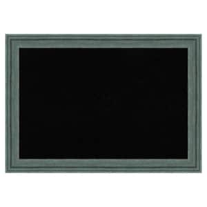 Upcycled Teal Grey Wood Framed Black Corkboard 27 in. x 19 in. Bulletine Board Memo Board