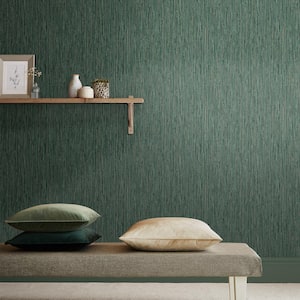 Grasscloth Texture Pine Green Removable Wallpaper Sample