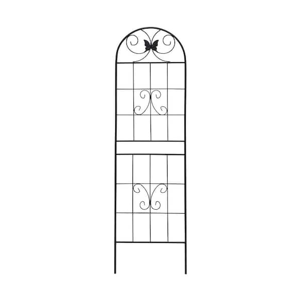 cenadinz 71 in. Black Iron Garden Trellis Outdoor Climbing Plant/Flower Support (4-Pack) in Butterfly Decor