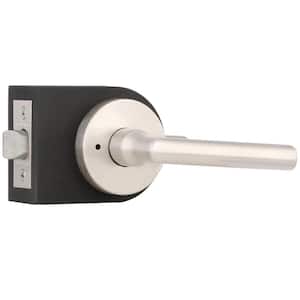 Reserve Tube Satin Nickel Bed/Bath Door Handle with Contemporary Round Rose