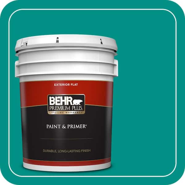 BEHR PREMIUM PLUS 5 gal. #490B-6 Emerald Coast Flat Exterior Paint & Primer