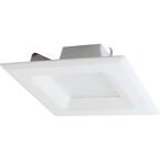 1-Light Indoor/Outdoor 6 in. 3000K White Aluminum Integrated LED Recessed Retrofit Downlight and Square Trim and Lens