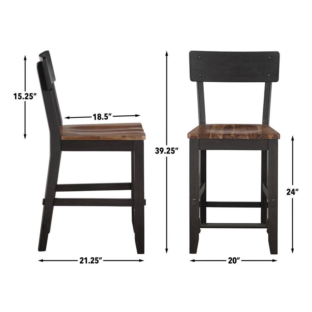 Bermuda 7-Piece Black and Acacia Wood Counter Dining Set
