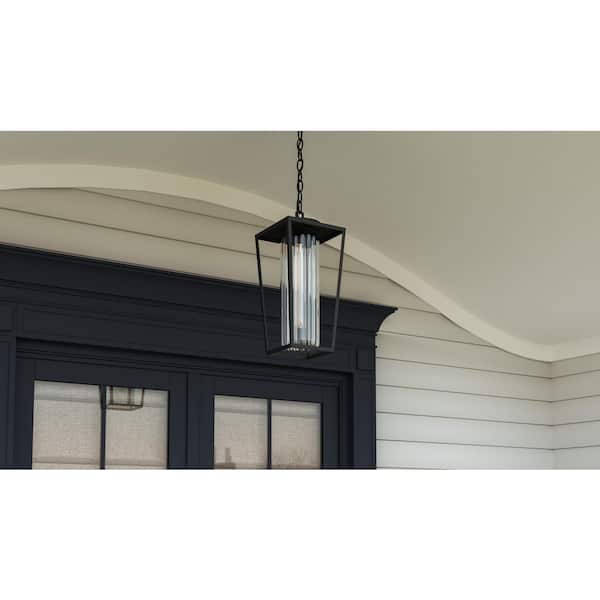 Quoizel Jett 18.75 in. 1-Light Matte Black Outdoor Pendant Light