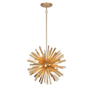 Confluence 60-Watt 12-Light Piastra Gold Sputnik Pendant Light with Piastra Gold Metal Shade and No Bulbs Included