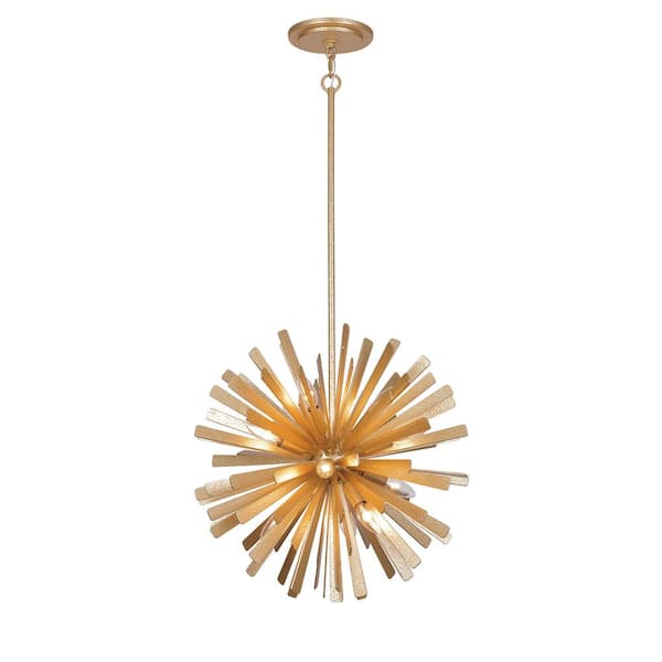 Metropolitan Confluence 60-Watt 12-Light Piastra Gold Sputnik Pendant Light with Piastra Gold Metal Shade and No Bulbs Included