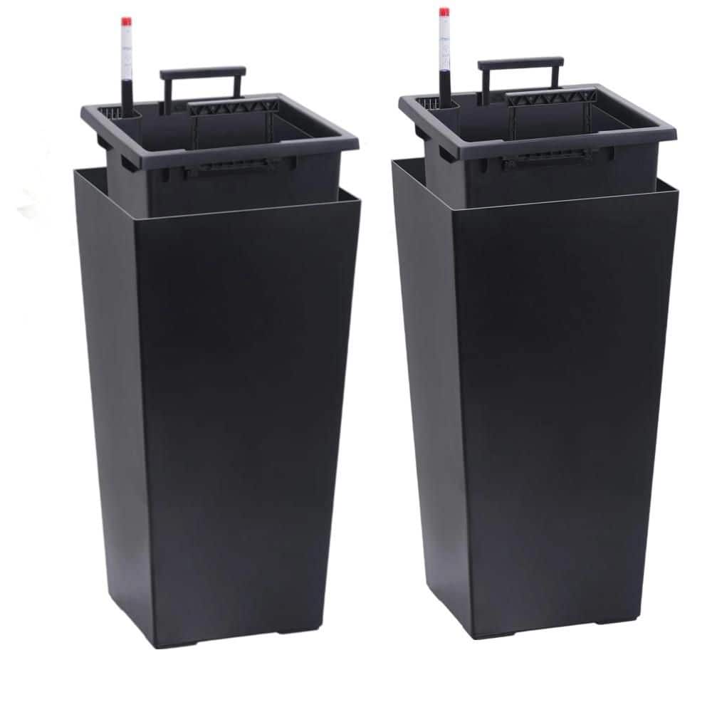 Black Plastic Planter with Drainage Holes, Water Level Monitor, Inner Bucket, Automatic Watering, (Set of 2) price history on PriceWatchPro