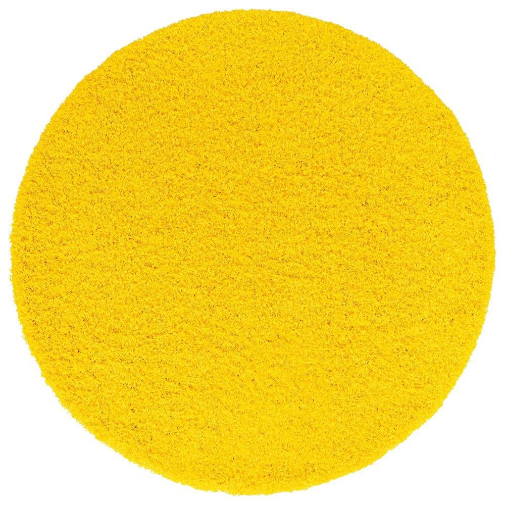Yellow Polypropylene 6 ft. x 6 ft. Solid Color Indoor Round Area Rug