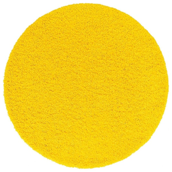 Unbranded Yellow Polypropylene 6 ft. x 6 ft. Solid Color Indoor Round Area Rug