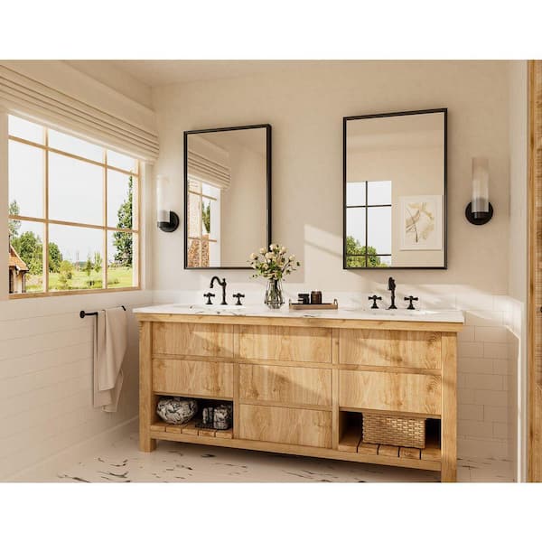KeonJinn 24 in. W x 36 in. H Stainless Steel Retangular Framed