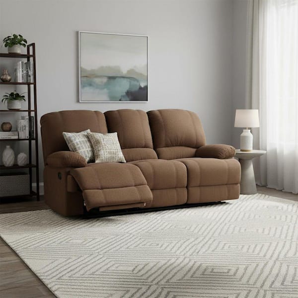 Kevin 82 in. Square Arm 3-Seater Sofa in Brown