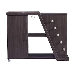 49.2 in. W Espresso Wood Kitchen Island With Adjustable Shelf and 5 Wine Holders