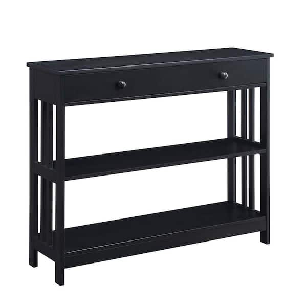 Black/ White 43 Inch Console Table with Storage Shelves,Small