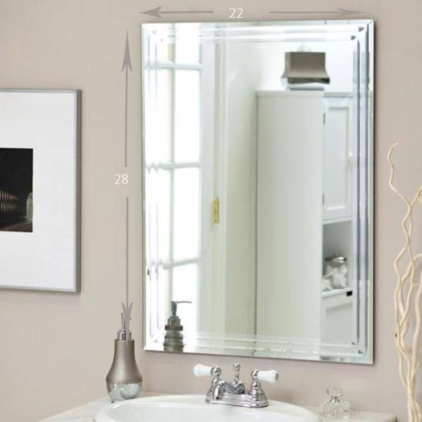 Medium 22" x 28" Oval Beveled Odelia Frameless Wall Mirror by Décor Wonderland 