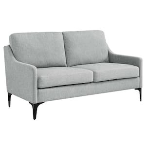 Corland 58.5 in. Upholstered Fabric Loveseat in Light Gray