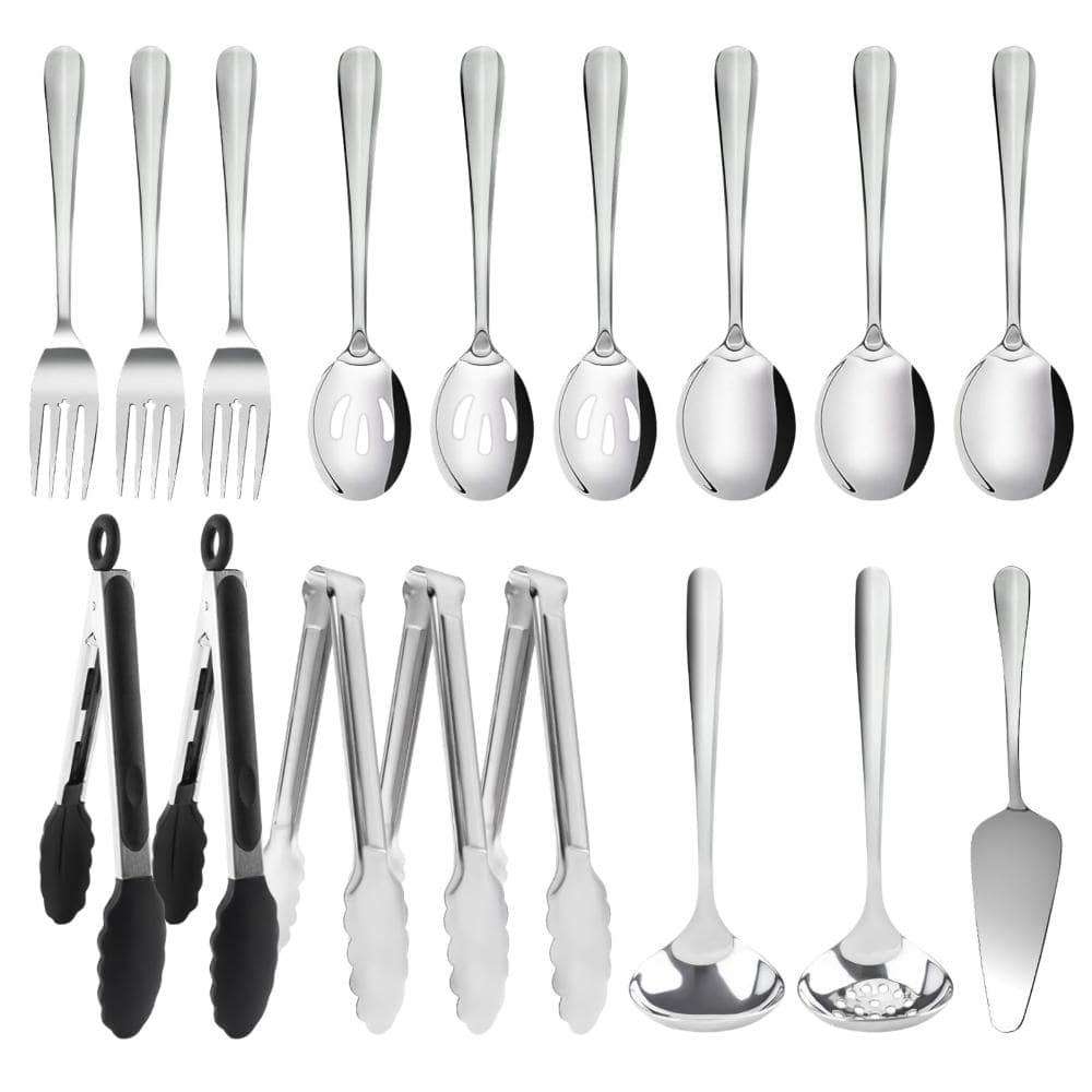 17-Piece Silver Stainless Steel Serving Utensils Set (Service for 3) price history on PriceWatchPro