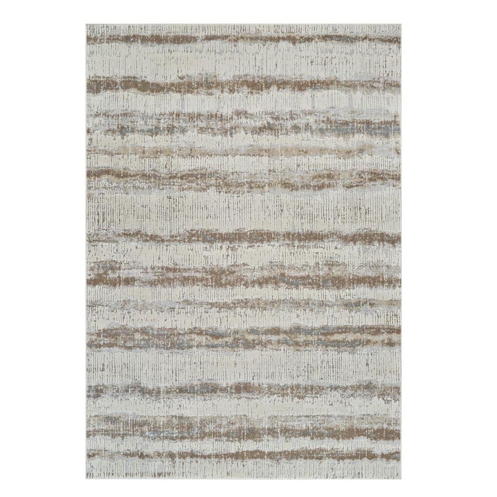 5' X 8' Beige and Brown Abstract Non Skid Area Rug price history on PriceWatchPro