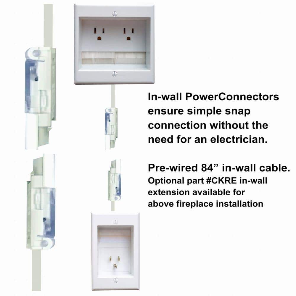 White Plastic 2-Gang In-Wall Cable Management System
