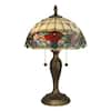 Dale Tiffany 21.75 in. Rose Art Glass Table Lamp with Dark Antique ...