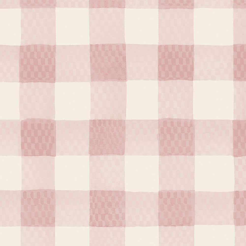 Painted Gingham Pink Wallpaper Sample
