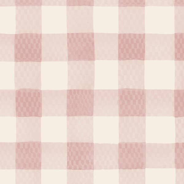 Unbranded Painted Gingham Pink Wallpaper Sample