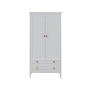 Crown White Full Armoire With Hanging Rod and 2-Drawers (78.74 in. H x 40.35 in. W x 25.31 in. D)