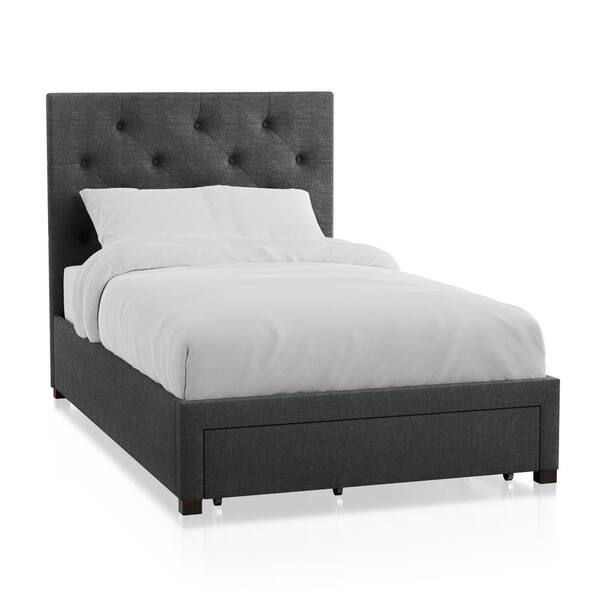 Furniture of America Stevies 41.38 in. W Dark Gray Twin Wood Frame Platform Bed