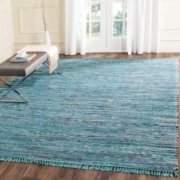 Rag Rug Blue/Multi 8 ft. x 10 ft. Gradient Striped Area Rug
