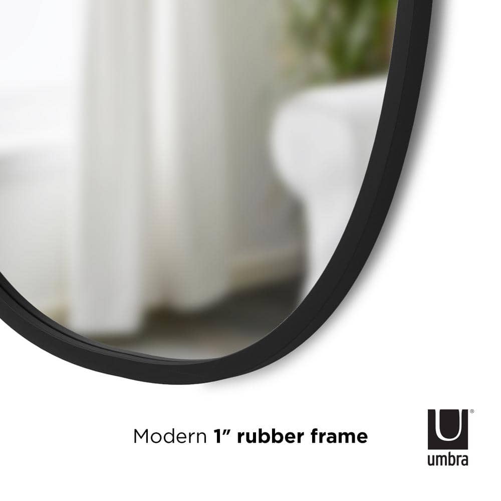 Modern Industrial Hub Oval Wall Mirror with Black Rubber Rim